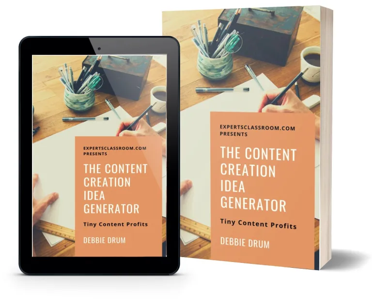 An iPad and a real book with text that says The Content Creation and Debbie Drum